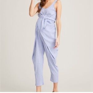 Hatch Soft Blue Tie-Front Jumpsuit